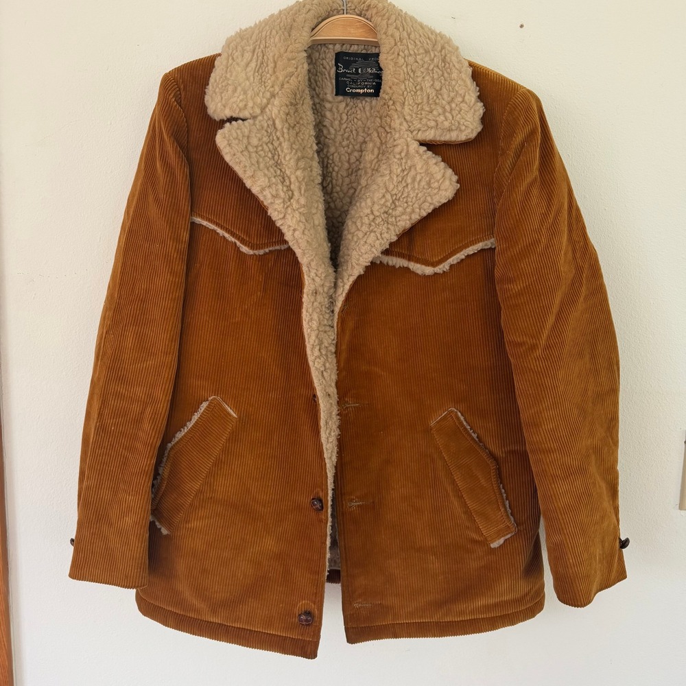 Vintage Brad Whitney Brown Corduroy Faux Shearling Western Rancher Jacket Mens